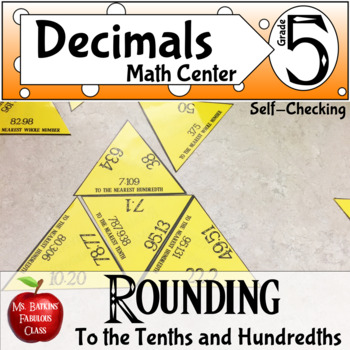 Preview of Rounding Decimals Math Center Game with Tenths Hundredths and Whole Numbers