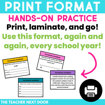 4th Grade Rounding Task Cards | Rounding Math Center | Rounding Game