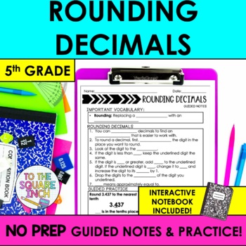 Preview of Rounding Decimals Notes & Practice | + Interactive Notebook Pages