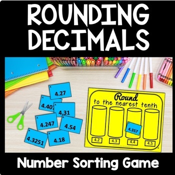Preview of Rounding Decimals Activity, 5th Grade Montessori Math Game Decimal Review Center