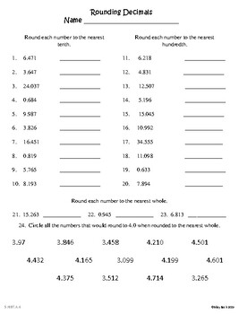 Rounding Decimals Practice by Soaring Bird Mathematics | TPT