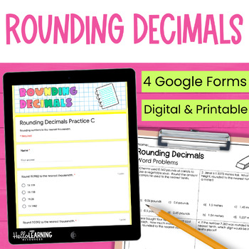 Preview of Rounding Decimals Practice, Review and Assessment for Google Forms™ 