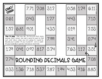 rounding decimals printable board game by learning on leighton lane