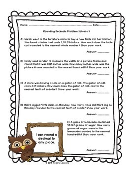 rounding decimals worksheets round decimal 5th grade math 5nbt4