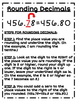 Preview of Rounding Decimals Reference Sheet