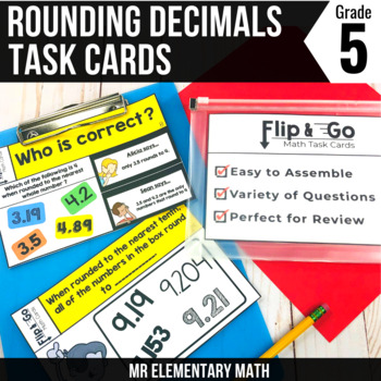 Preview of Rounding Decimals Task Cards - 5th Grade Math Centers