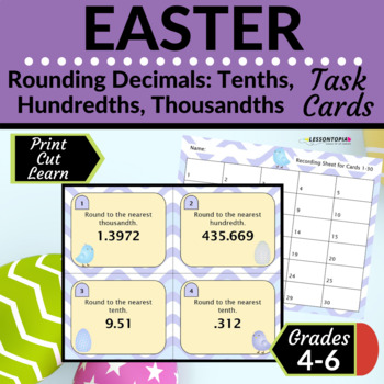 Preview of Rounding Decimals | Task Cards | Easter
