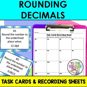 Preview of Rounding Decimals Task Cards | Round Decimal Math Center Practice Activity
