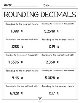 Rounding Decimals To The Nearest Tenths, Hundredths And Thousandths 