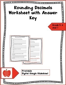 Preview of Rounding Decimals Worksheet with Answer Key
