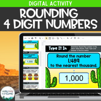 Preview of Rounding Digital Activity 4 Digit Numbers using Google Slides