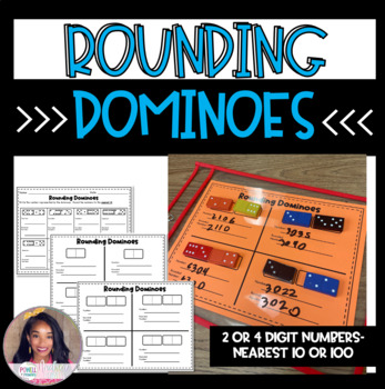 Preview of Rounding Dominoes Work Mats and Worksheets- Nearest 10 or 100