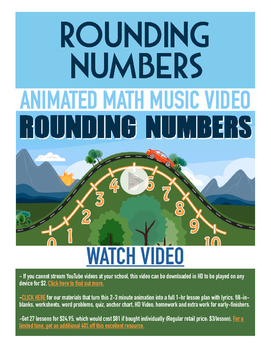 Preview of Rounding Numbers | FREE Math Poster, Worksheet, & Fun Video | Differentiated