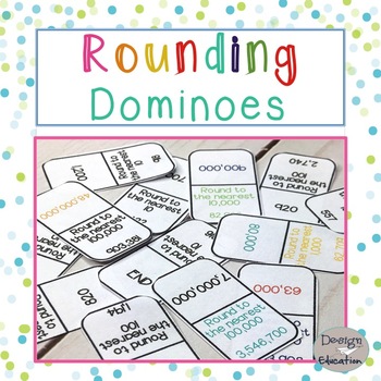Preview of Rounding Game Dominoes | Math Centers Activity | Rounding Whole Numbers