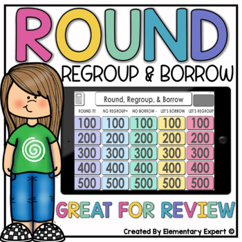 Preview of Rounding Jeopardy Game Test Prep Digital Resources  