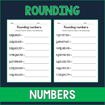 Preview of Rounding Large Numbers Worksheets - Math Practice - Test Prep - Assessment