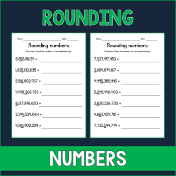 Rounding Large Numbers Worksheets - Math Practice - Test Prep - Assessment