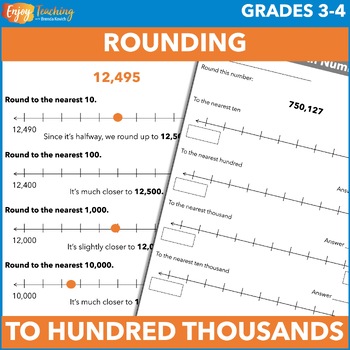 Preview of Rounding with Number Lines - Anchor Charts & Worksheets