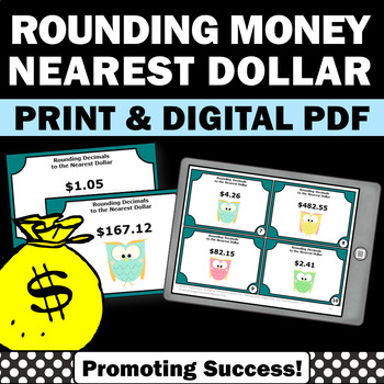 Preview of Rounding Money Games Decimals Place Value Task Cards Math Center Activities