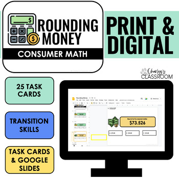 Preview of Rounding Money Task Cards | Digital Included