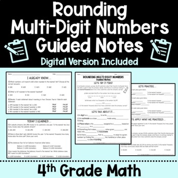 Preview of Rounding Multi-Digit Numbers Guided Notes