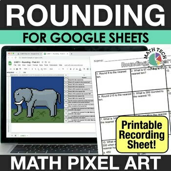 Preview of Rounding Numbers 3rd Grade Digital Math Pixel Art Center Review 3.NBT.1