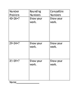 Preview of Rounding Numbers/Compatible Numbers Activity