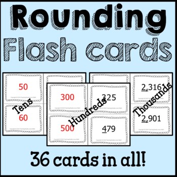 Preview of Rounding Numbers Flash Cards Common Core {3rd Grade and 4th Grade}