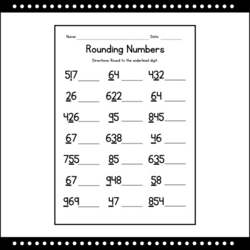 Rounding Numbers Math Worksheets - Hundreds and Tens Practice - Test Prep