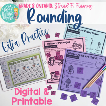 Preview of Rounding Numbers Extra Practice Grade 3 Ontario Math! No prep! PRINT & DIGITAL