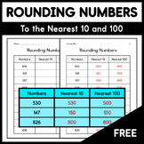 Rounding Numbers - To the Nearest 10 and 100 - Free
