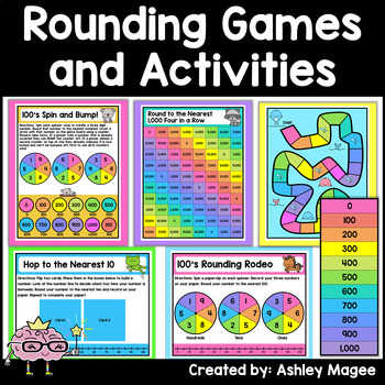 Rounding Numbers to Nearest 10 100 1,000 Math Center Games Activity ...