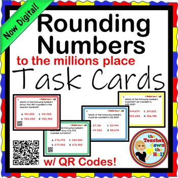 Preview of Rounding Numbers to the Millions Place Task Cards NOW Digital!