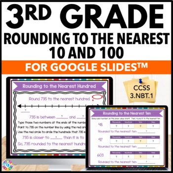 Preview of Rounding Numbers to the Nearest 10 & 100 Practice 3rd Grade Place Value Digital