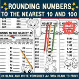 Rounding Numbers to the Nearest 10 and 100. A4 Printable W