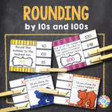Rounding Numbers to the Nearest 10 and 100 Task Cards Prac