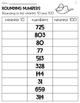 Rounding to the nearest 10 Worksheets