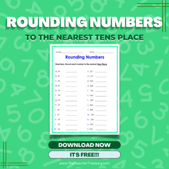 rounding numbers to the nearest tens place by the teacher treasury