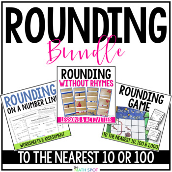 Preview of Rounding To the Nearest 10 or 100 Activities | Lesson Worksheet and Game Bundle