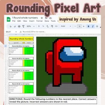 Preview of Rounding Pixel Art - Among Us Inspired - NO PREP
