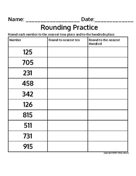 Rounding Practice Worksheet by Mirza Downs | Teachers Pay Teachers