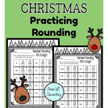 Preview of Rounding Practice and Review - Christmas Themed - 2nd/3rd/4th Grades