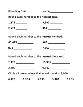 Rounding Quiz by Jessica Phillips | Teachers Pay Teachers