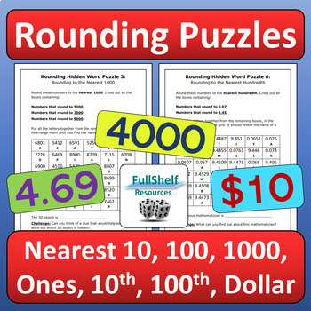 Preview of Rounding Review Puzzles Fun Worksheets Rounding Numbers Decimals Activities