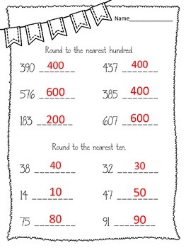 Rounding. Round to the Nearest Hundred and Nearest Ten. Math Worksheets