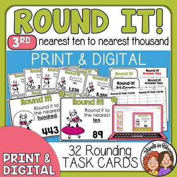 Preview of Rounding Practice for 3rd Grade | Round to tens, hundreds, & thousands