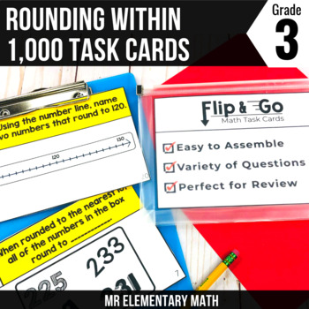 Preview of Rounding Task Cards 3rd Grade Math Centers