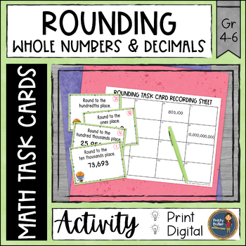 Preview of Rounding Whole Numbers and Decimals Math Task Cards