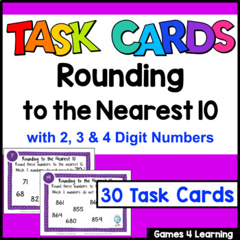 Rounding to Nearest Ten Task Cards
