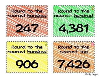 Rounding Task Cards for grades 3-4 by Emily Hegarty | TPT